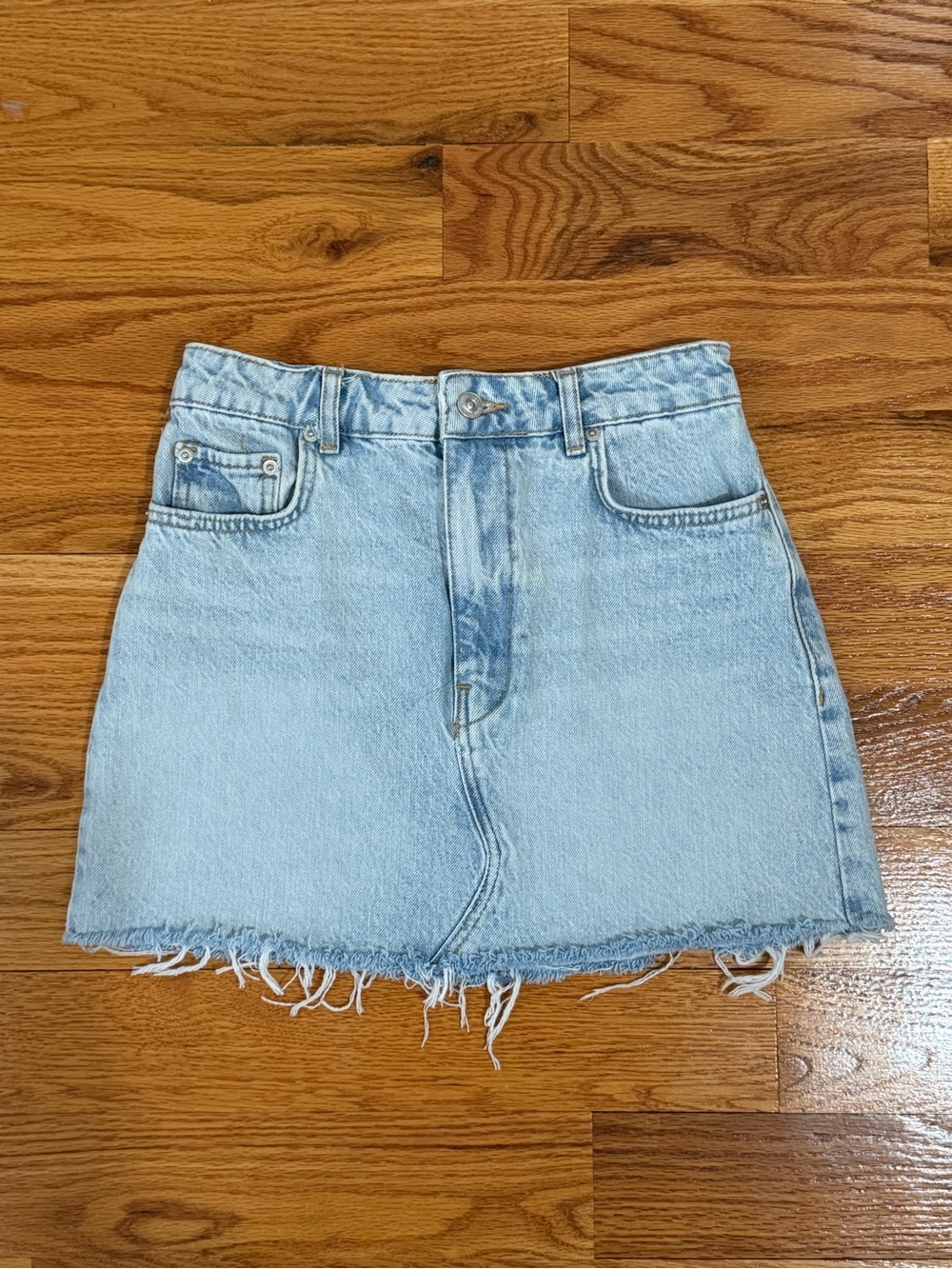 Zara Light Wash Denim Mini Skirt